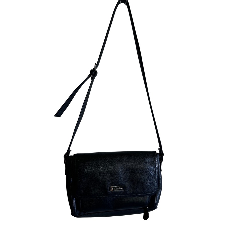 Liz Claiborne Crossbody Bag Small Black Pebbled Leather Women